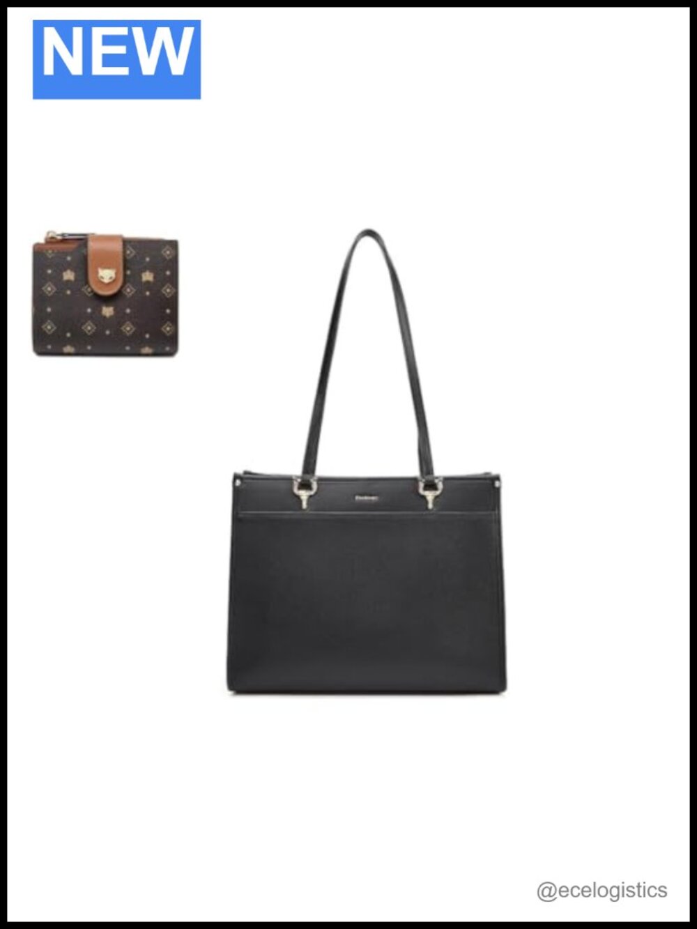 Genuine Leather Tote Bag for Women with Matching Card Holder Wallet Set